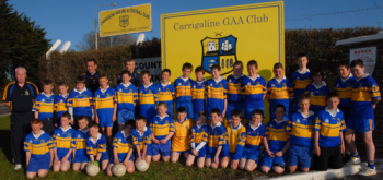 Carrigaline under 12 team who have been selected to play at halftime in the league final between Cork and Mayo.